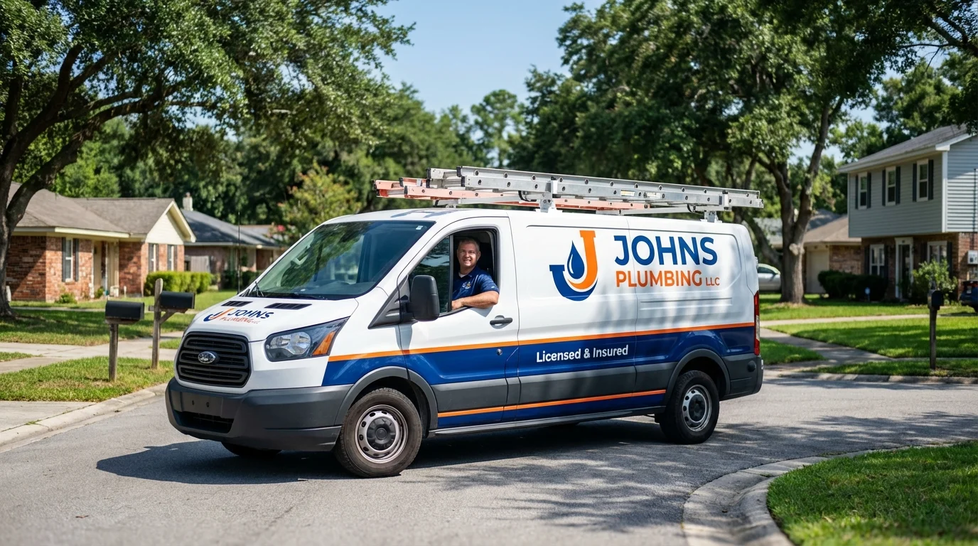 Johns Plumbing LLC service van in South Bend, WA