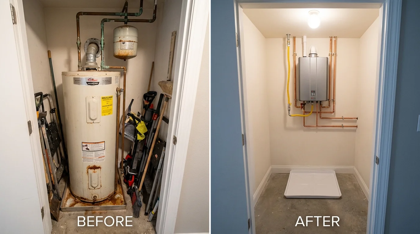 Tank water heater versus wall-mounted tankless unit comparison for South Bend, WA homeowners